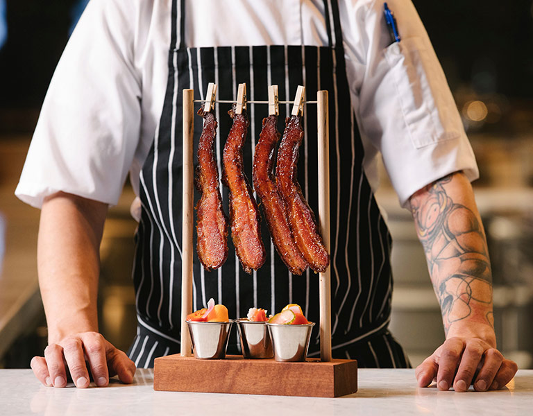 Clothesline Smoked Bacon served at Banners Kitchen & Tap in Boston, MA