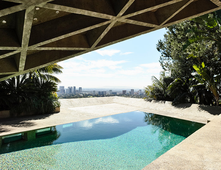 Outdoor pool at the Sheats-Goldstein Residence in Los Angeles