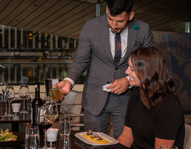 Table side sommelier service at Lincoln Ristorante in New York City