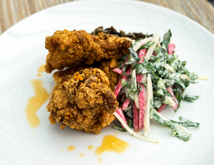 Fried chicken served at Yellow Magnolia Cafe located inside Brooklyn Botanic Garden